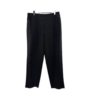 Athleta Front Seam Pants Women's 12 Black Elastic Waist Pull-On Retro Trouser